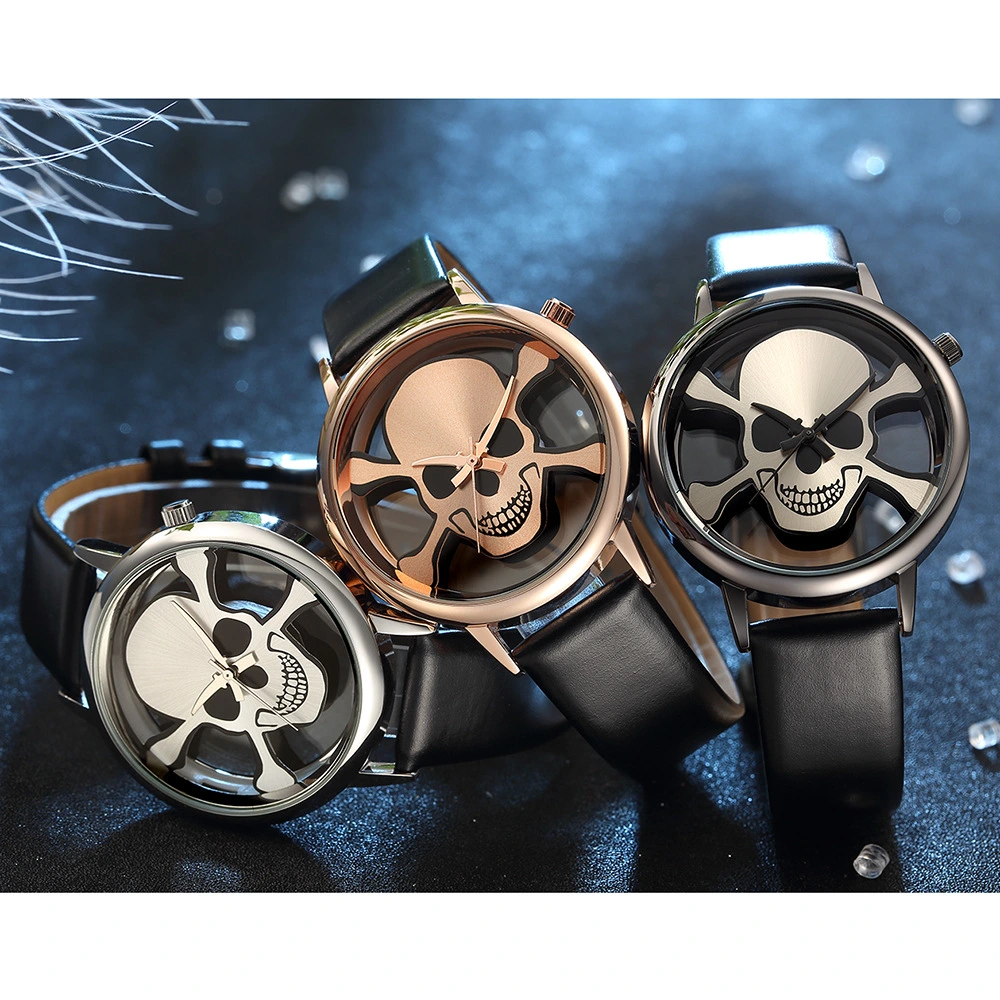 Glass Ladies Skull Belt Quartz Watch