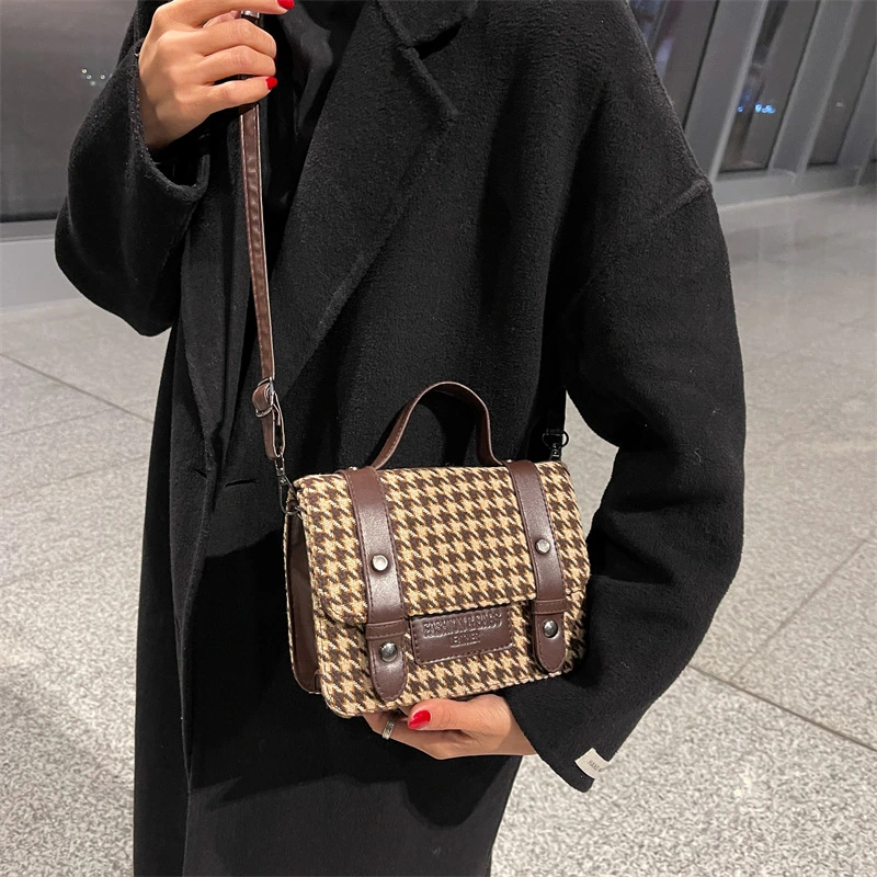 Fashion Simple Texture Check Small Square Bag