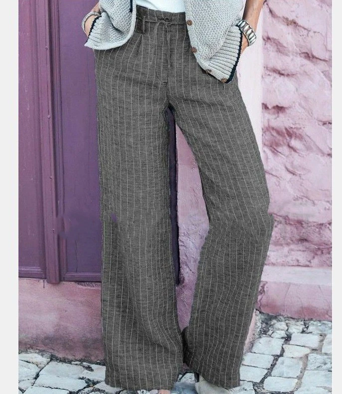 Cotton And Linen Straight Leg Retro Wide-leg Casual Trousers