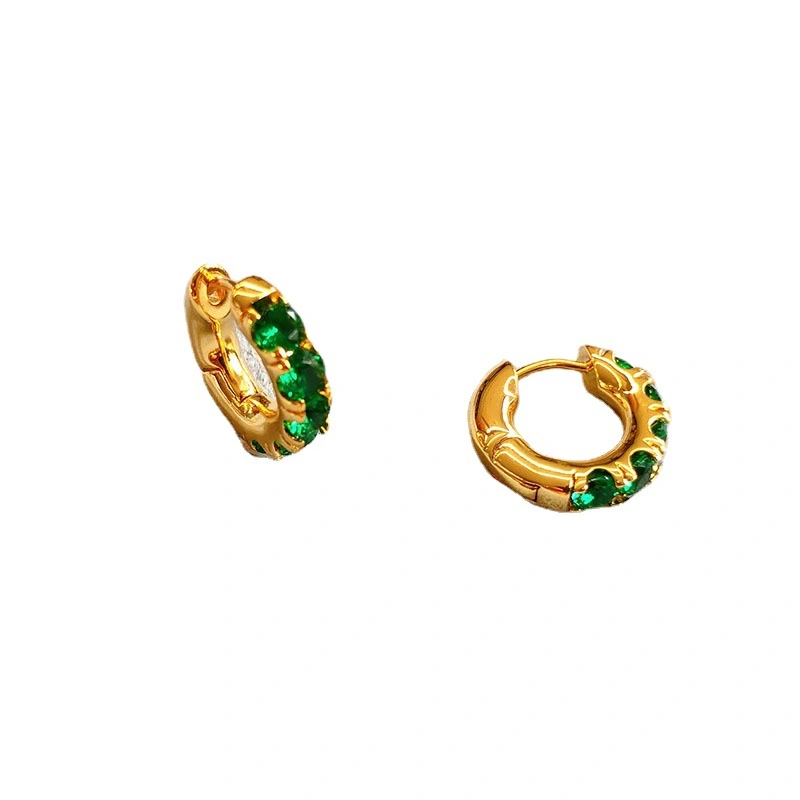 Fashion Creativity Electroplated Gold And Emerald Earrings