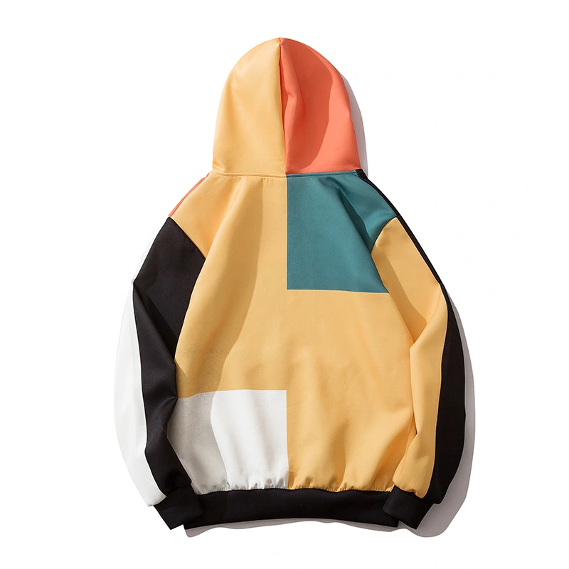 Multi-color plaid and wind-up sweater youth personality Korean style hooded sweater