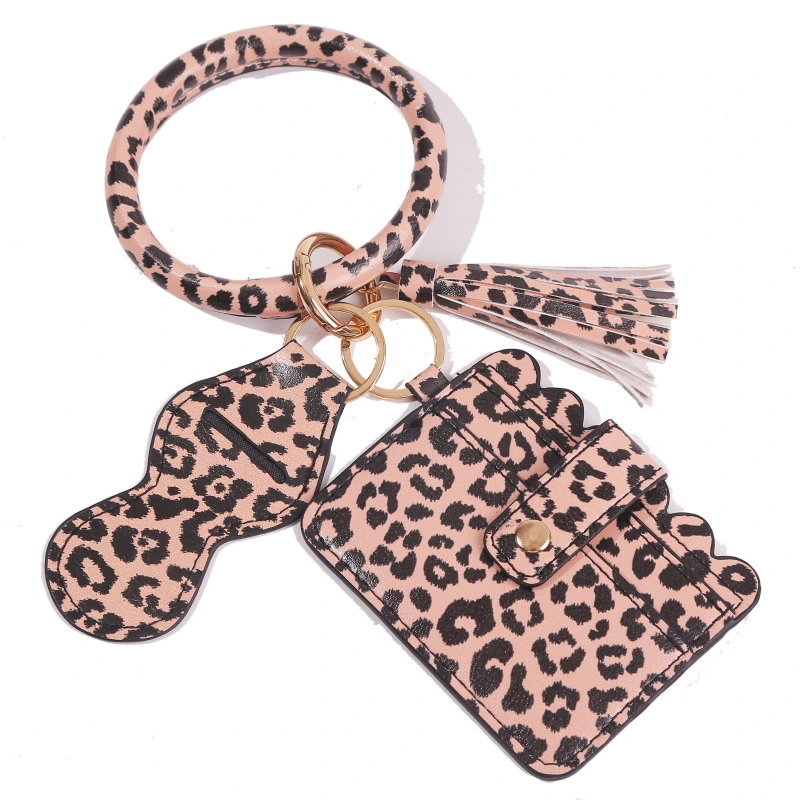 Wrist Keychain Zinc Hot Sale Leather Lipstick Bag PU Card Holder ID Bag Bracelet Key