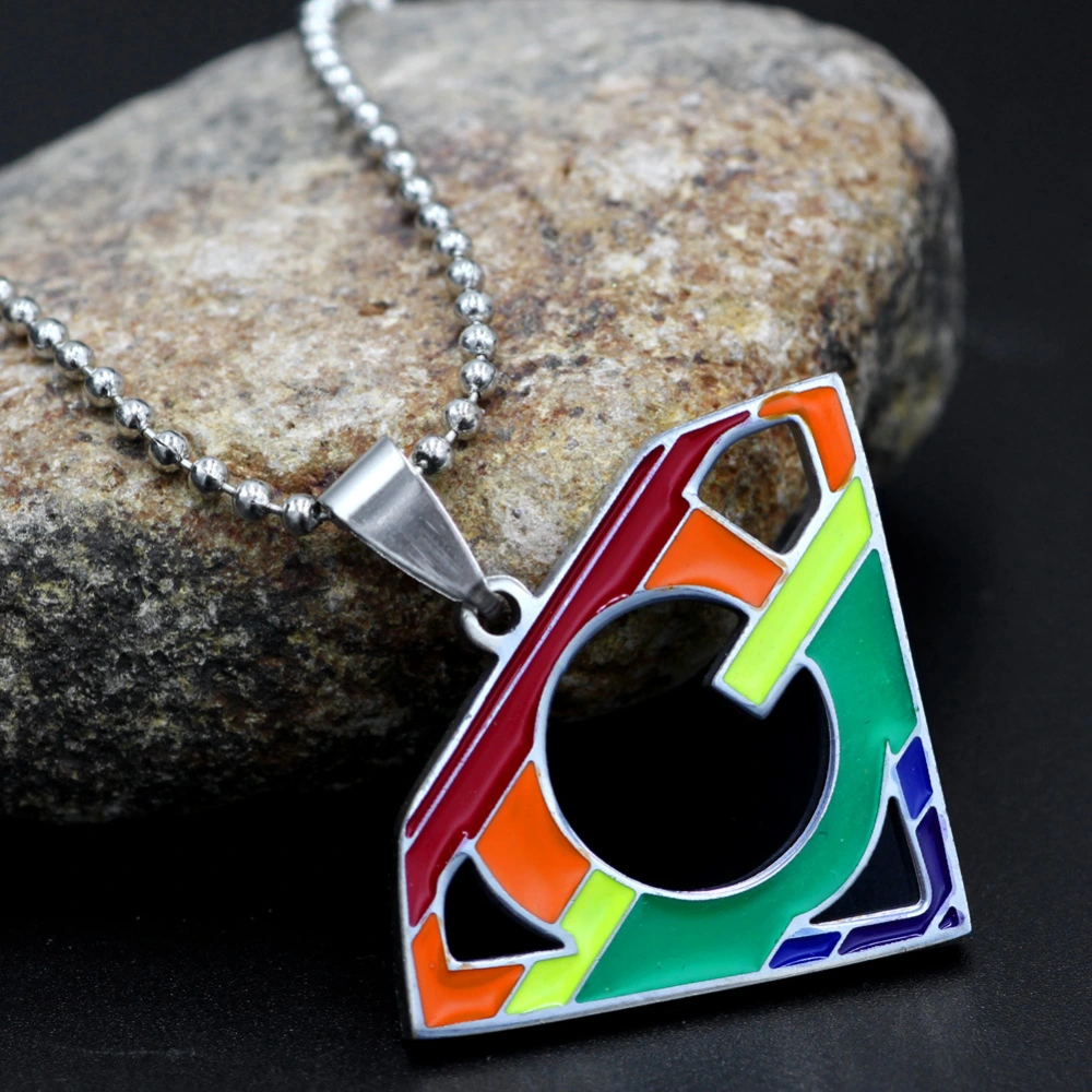 Rainbow Style Geometric Pendant Necklace For Men And Women