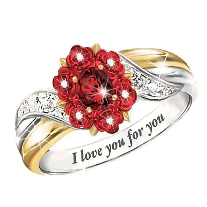 Rose Diamond Lettering I Love You Ring