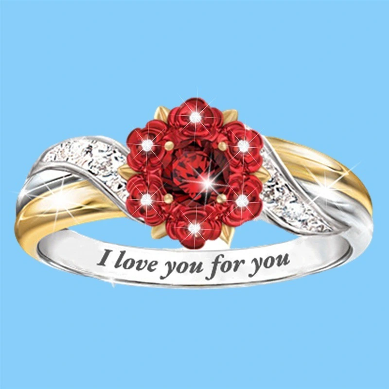 Rose Diamond Lettering I Love You Ring