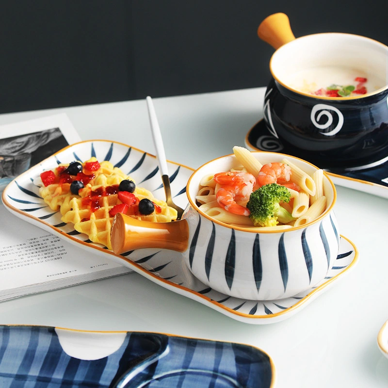 Japanese Breakfast Bowl With Hand-painted Handle