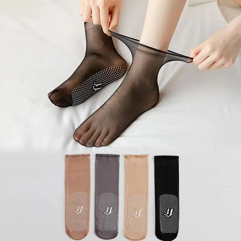 Ultra-thin Seamless Glue Dispensing Non-slip Massage Footbed Short Stockings