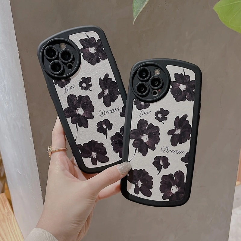 New Style Oil Painting Flower Sticker Leather Phone Case