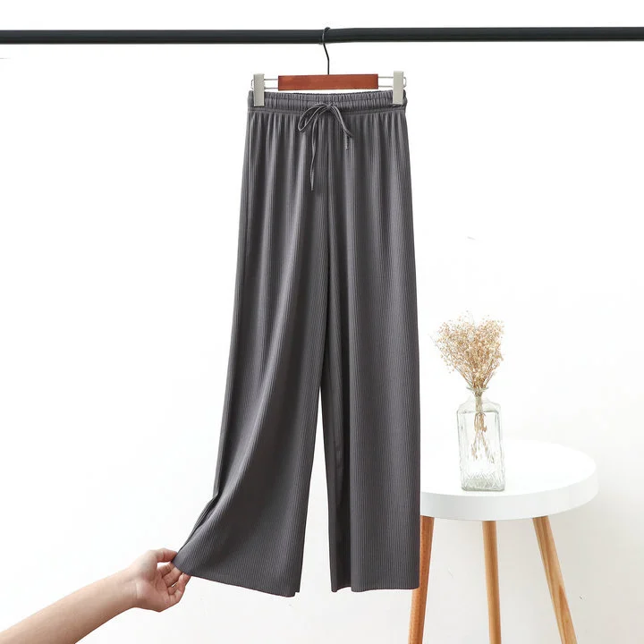 Draping ice silk wide-leg pants