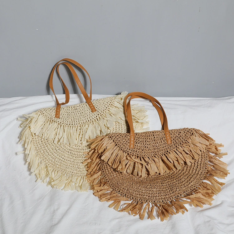 New Tassel Straw Woven Bag Woven Bag Beach Bag Shoulder Bag Retro Female Bag