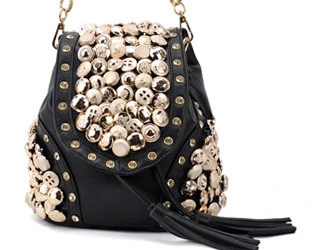 Fashion Button Bag Retro Tassel Bucket Bag Multi Purpose Backpack