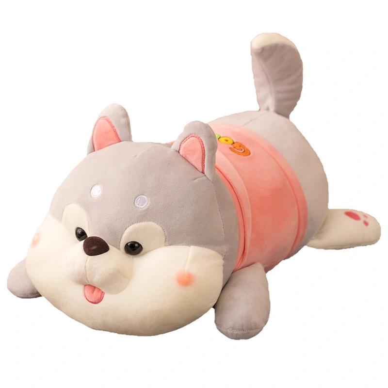 New Lying Down Style Button Husky Plush Toy Doll Soft Pillow Children Sleeping Doll