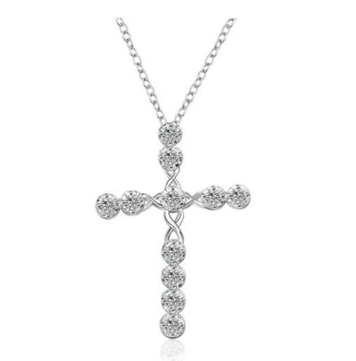 Cross Pendant 925 Silver Plated Necklace Women