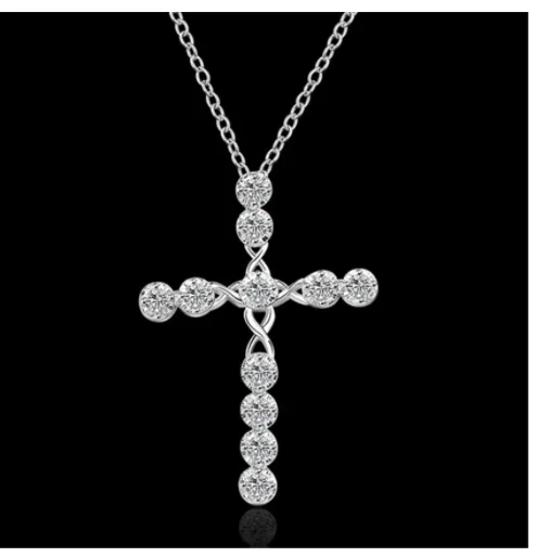 Cross Pendant 925 Silver Plated Necklace Women