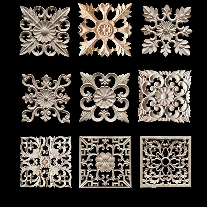 Wooden Decal Supply European-style Applique Real Wood Carving Accessories