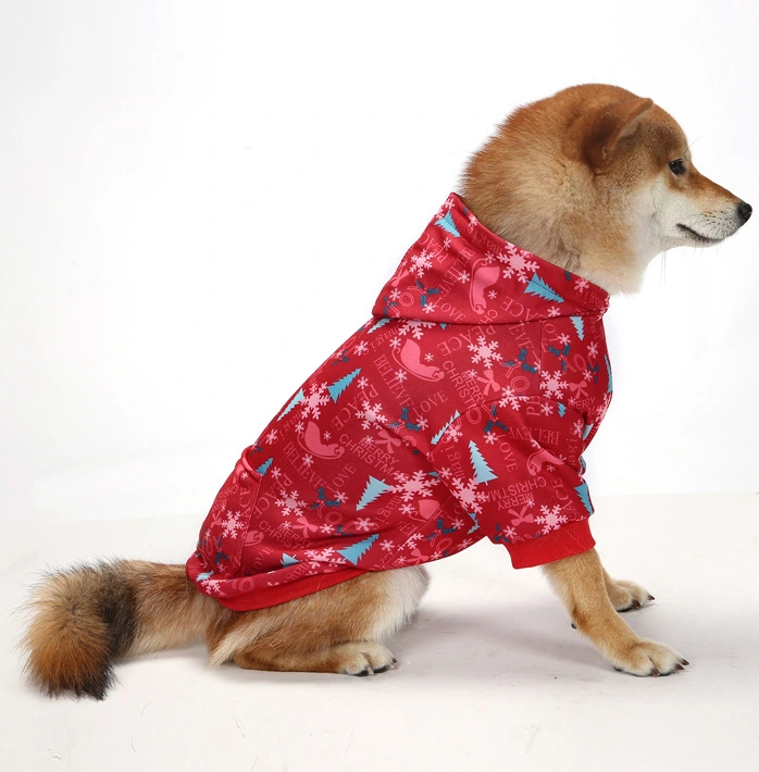 Plush Christmas Print Sweater Spring, Autumn And Winter Dog Clothes