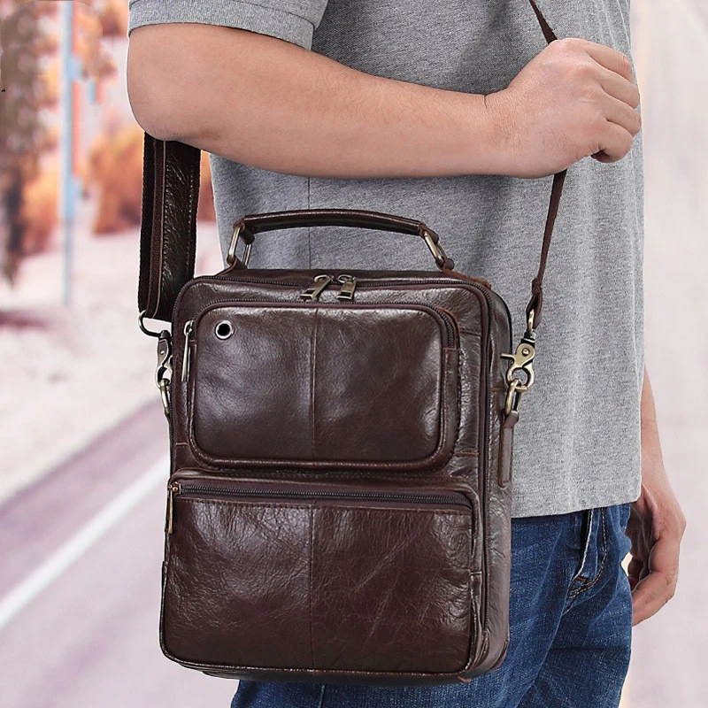 Retro First Layer Cowhide Casual Messenger Bag Multifunctional Handbag