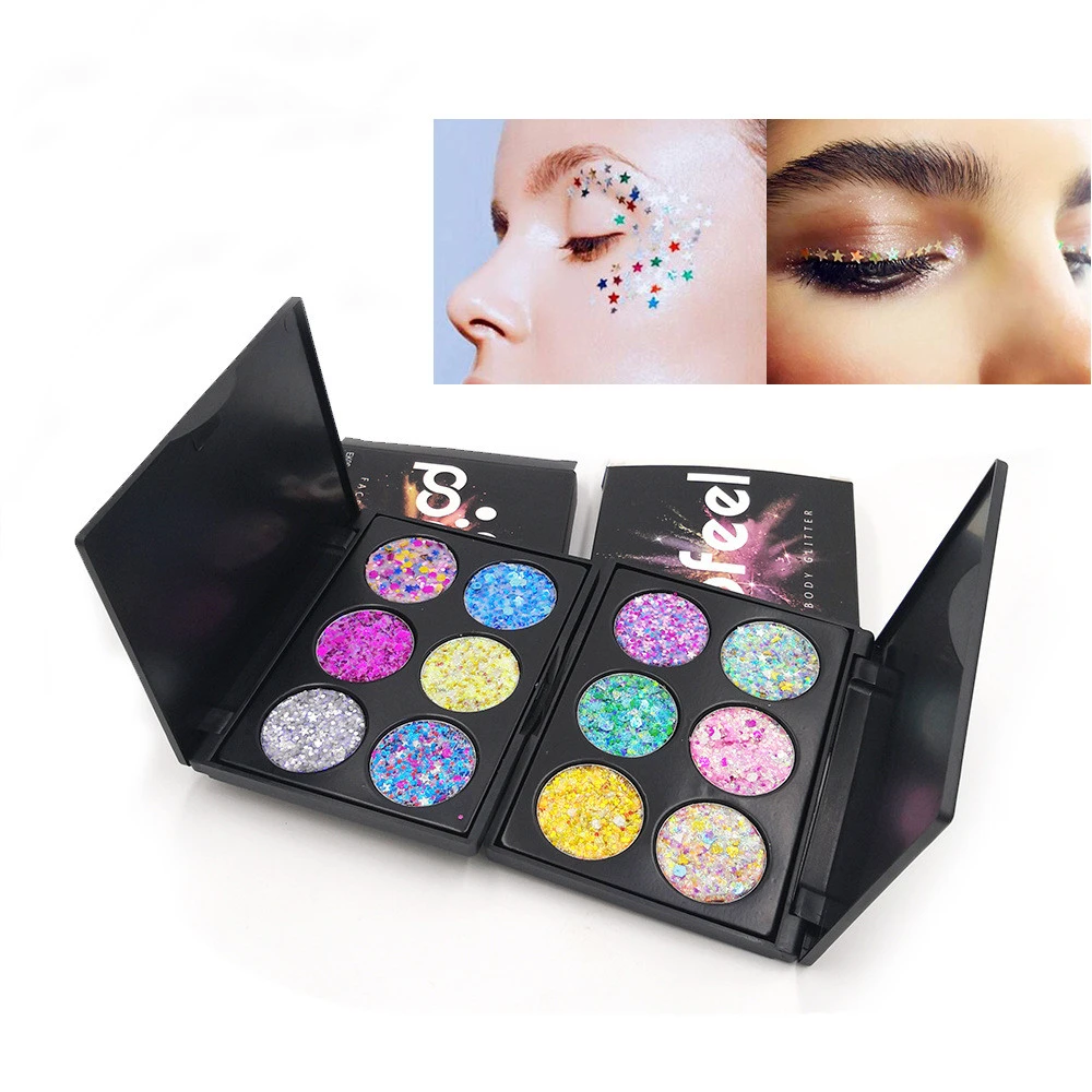 POPFEEL 6-color eyeshadow evening sequin eye makeup
