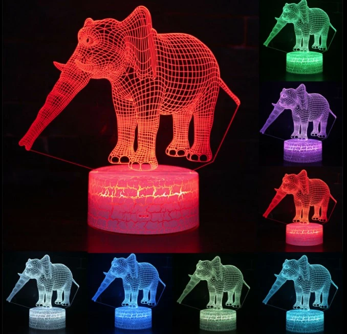 Colorful touch remote control 3D desk lamp