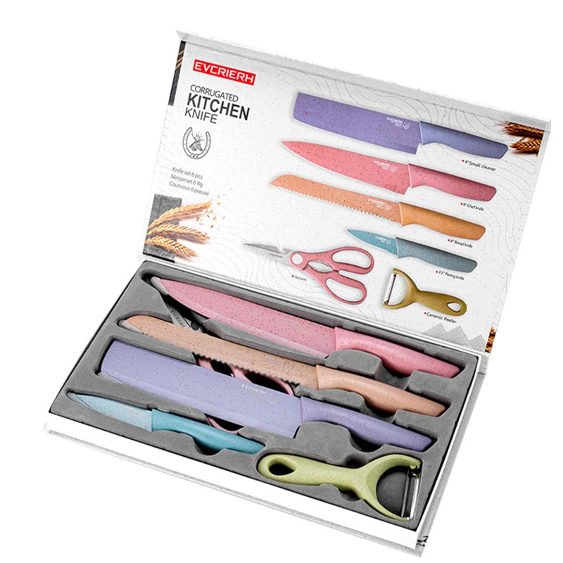 Color Wtraw 6 - Piece Gift Box Household Knife Sets In Stock