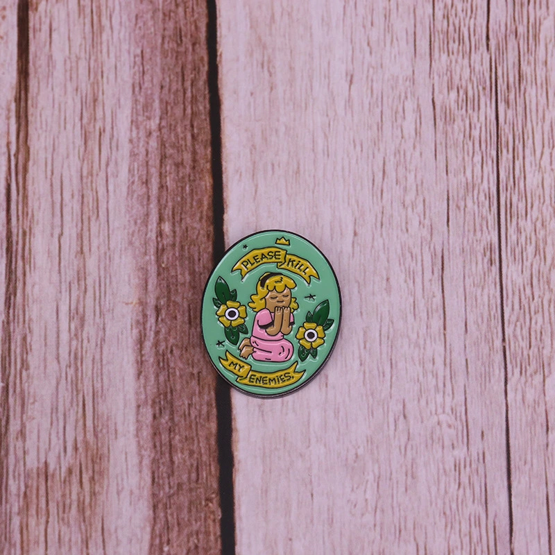 Praying Girl Brooch Cute Spiritual Power Badge