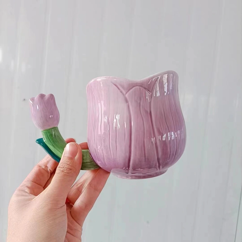 Heavy Painting Embossed Mug Tulip