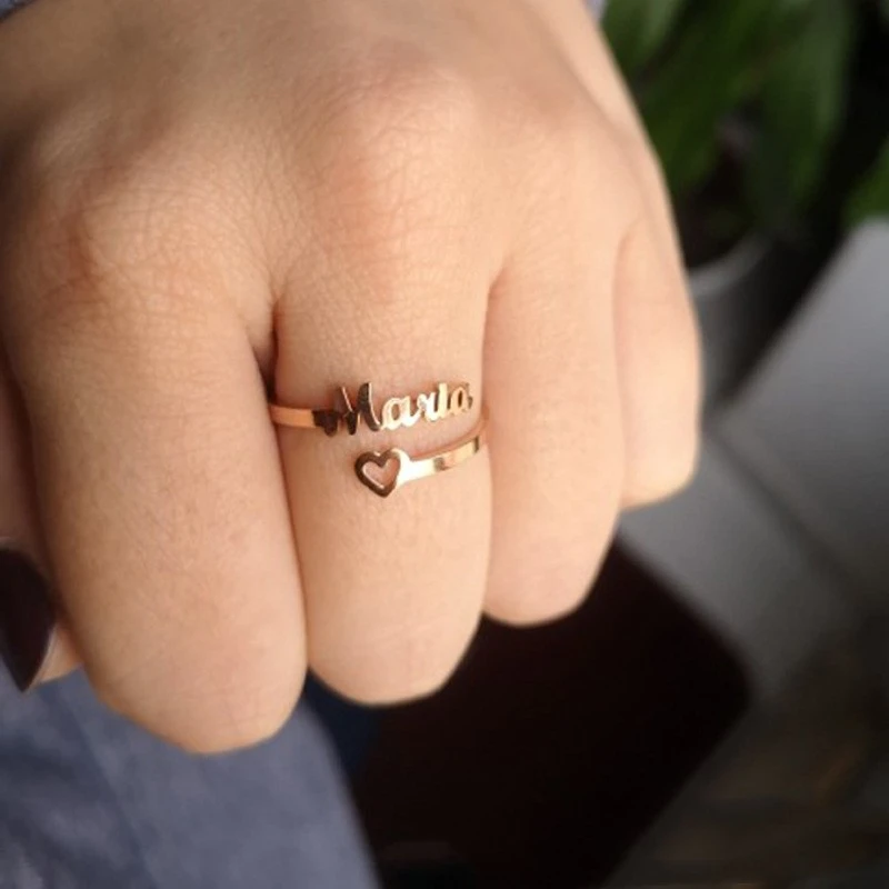 Stainless Steel Name Ring Personalized Digit Mother
