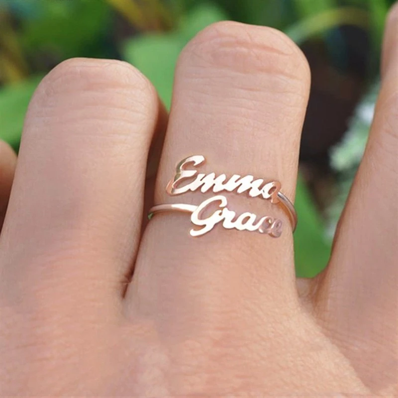 Stainless Steel Name Ring Personalized Digit Mother