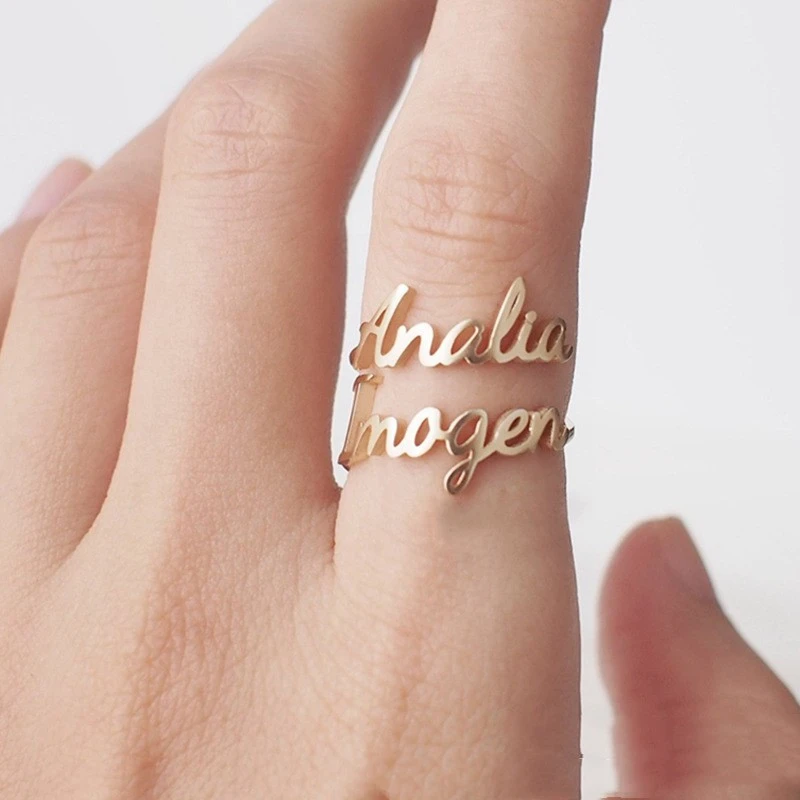 Stainless Steel Name Ring Personalized Digit Mother