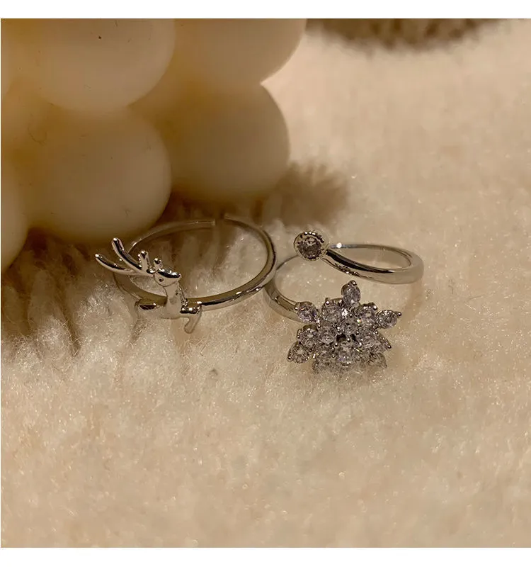 Turning Snowflake Rotatable Ring Simple