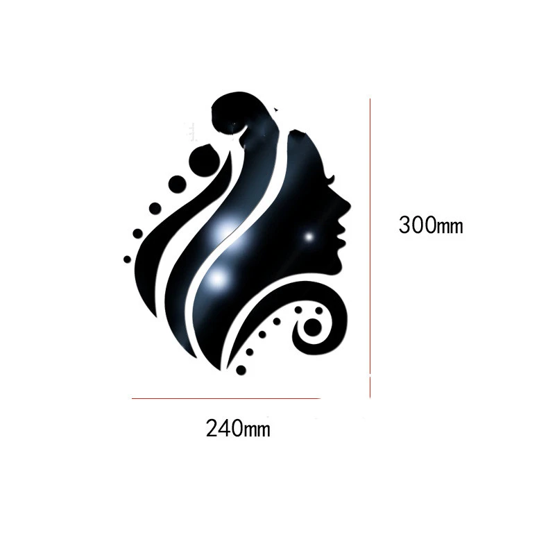 Cartoon Beauty Side Face Mirror Wall Stickers Acrylic 3Ddiy Living Room TV Background