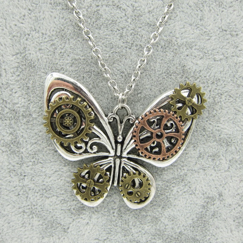 Retro DIY Gear Butterfly Pendant Steam