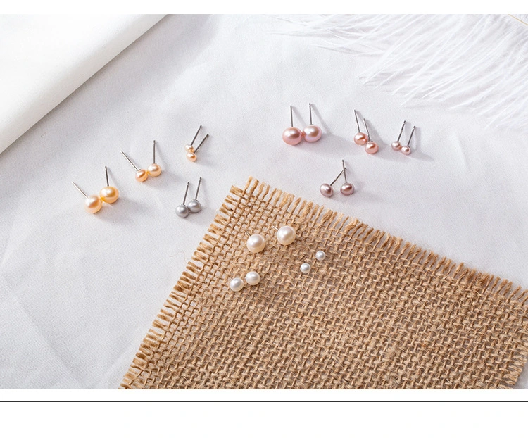 Natural Freshwater Pearl Sterling Silver Stud Earrings