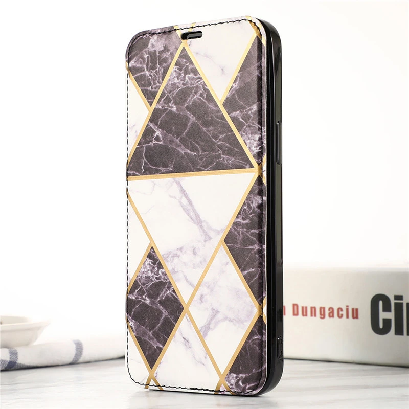 Suitable For Compatible WithIPhone Marble Stitching Flip Phone Holster Card Holder