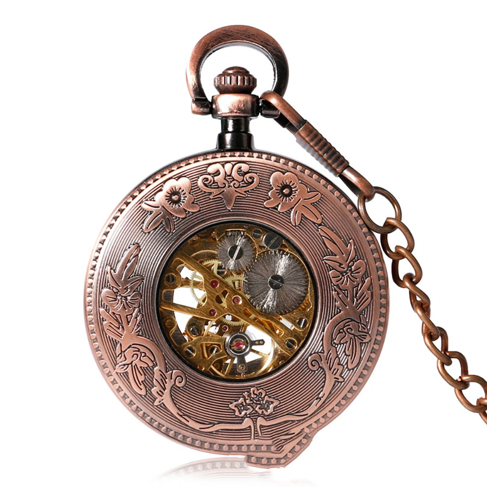 Golden Roman Numerals Manual Mechanical Pocket Watch