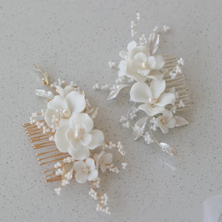 Ceramic Flower Exquisite And Compact Hair Comb