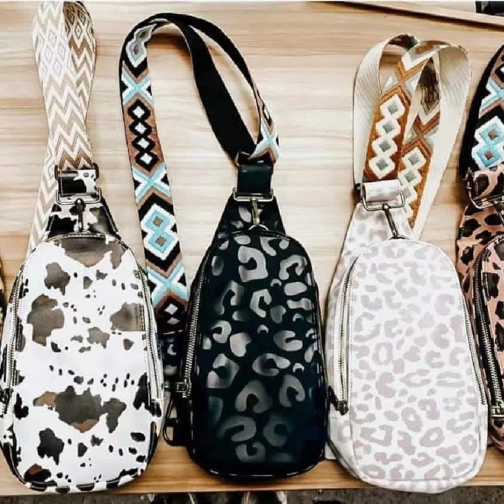 New Ladies Chest Bag PU Solid Color Crossbody Bag