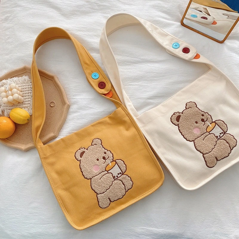 Cute Little Bear Embroidered Crossbody Sail Bag Girl