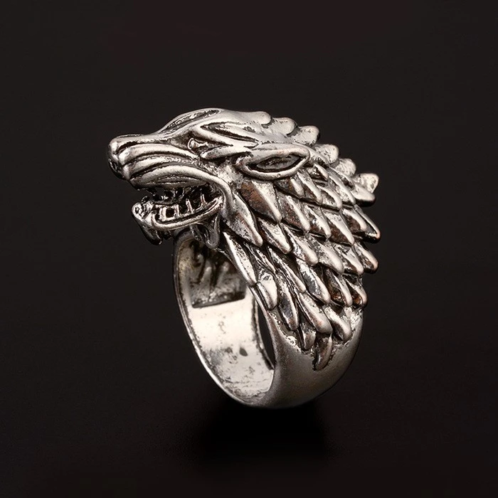 Ice Field Wolf Head Men's Vintage Ring