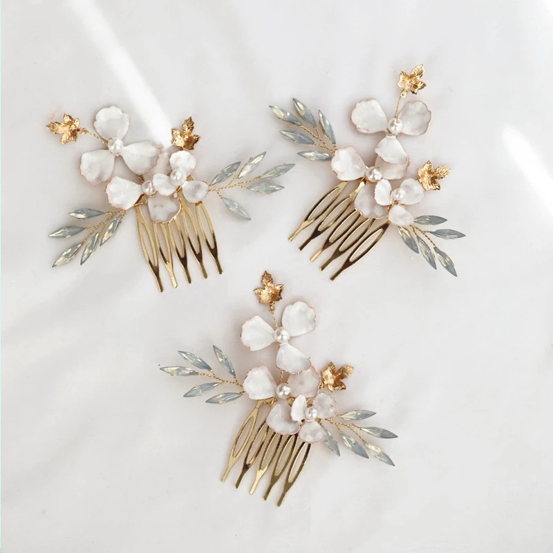 Bridal Hair Comb Protein Diamond White Flower