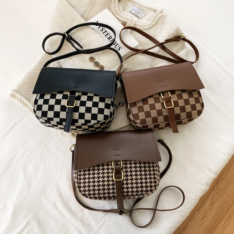 Square Color Checkerboard Black And White Square Bag Personality Daily