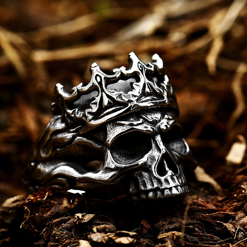 Punk Titanium Steel Skull Crown Ring