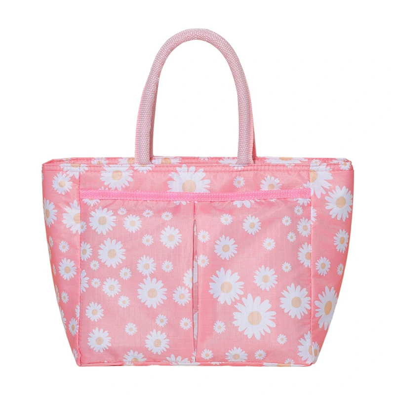 New Fresh And Fresh Small Daisy Printing Portable Lunch Box Bag Multi-Function Insulation Bag Can Be Customized Ice Pack Fashion Lunch Bag