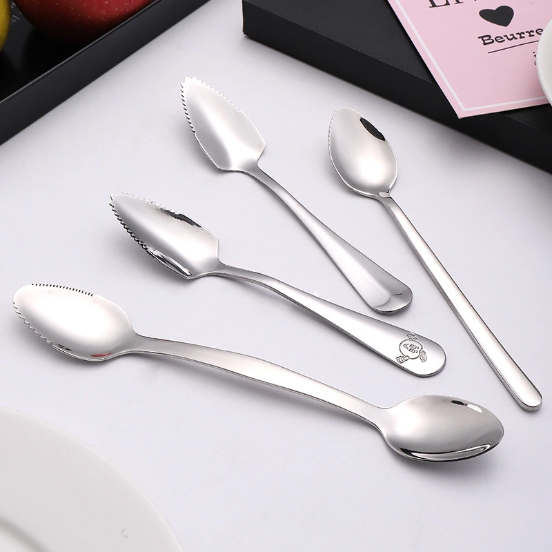 Stainless Steel Mud Scraper Fruit Grapefruit Spoon Ice Chamber