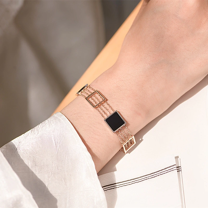 Multi Layer Block Titanium Steel Rose Gold Bracelet