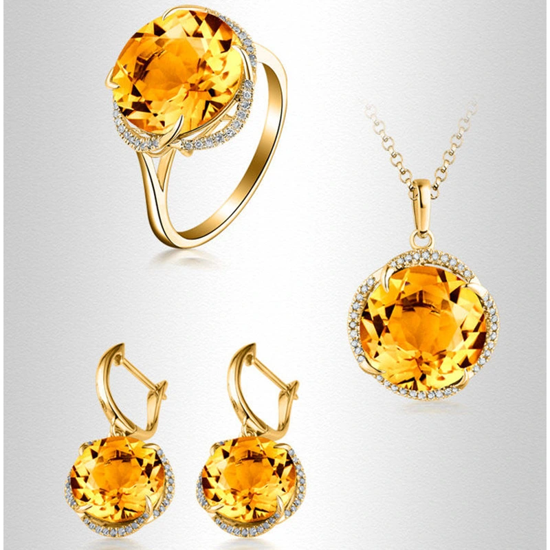 New European Beauty Fashion Simulation Citrine Earrings