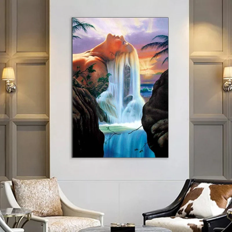 Diamond Painting Artistic Conception Waterfall Landscape Decoration Painting Cross Stitch Bedroom Painting