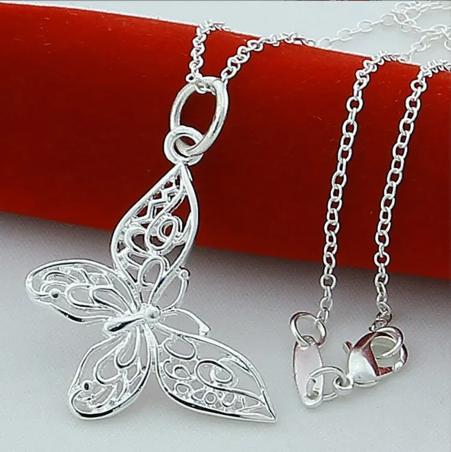 Silver Plated Empty Butterfly O-shaped Necklace Korean Necklace