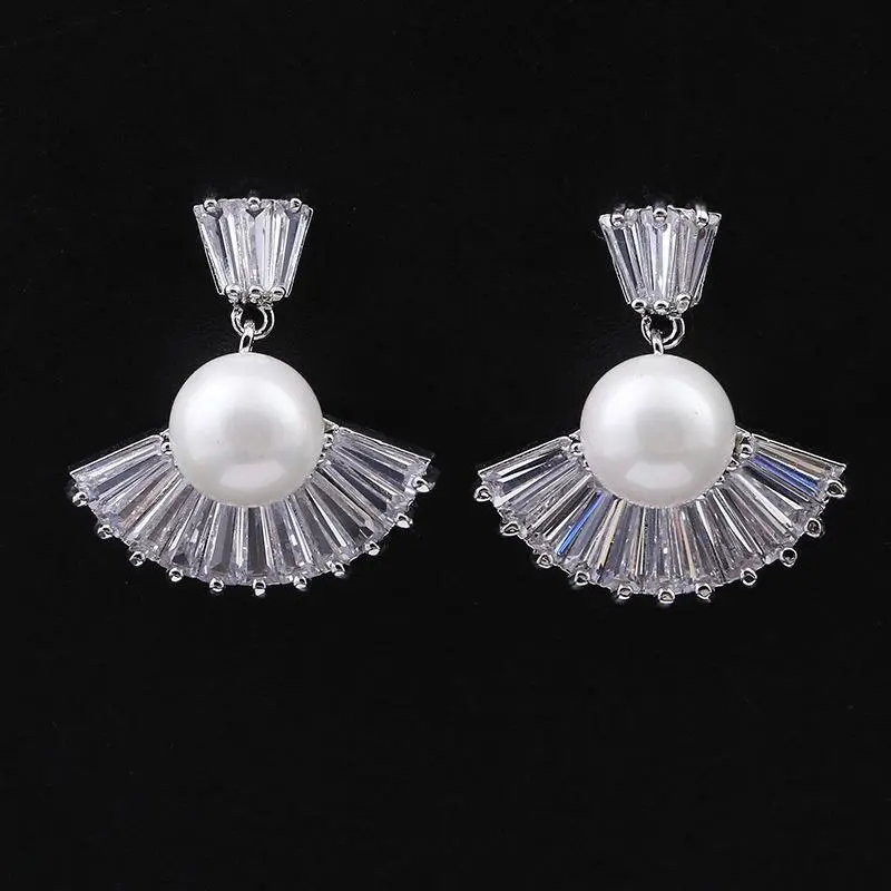 925 Silver Needle Stud Earrings Fashion Pearl