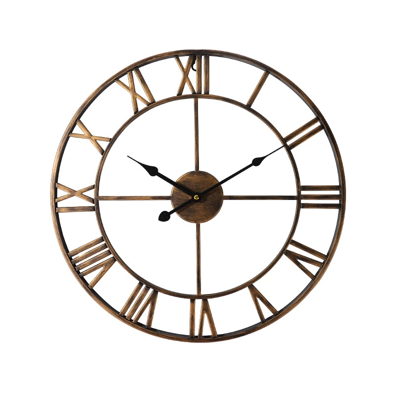 European Style Creative Wall Clock Retro Decorative Wrought Iron Wall Clock Mute Clock